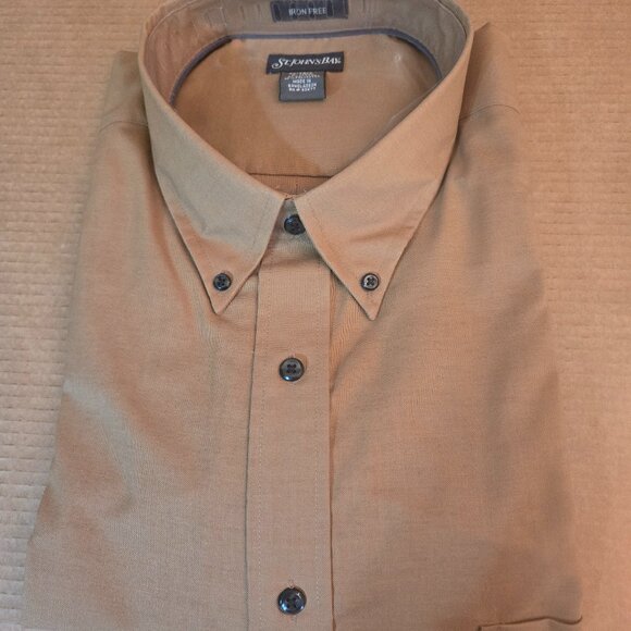 SOLD!St. John's Bay Men's Big and Tall Long Sleeve Button Down 2XLXT Taffy Brown - Picture 3 of 6